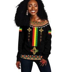 ethiopia cross africa pattern women's off shoulder, african women off shoulder for women