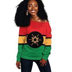 Ethiopia Flag Black Women's Off Shoulder, African Women Off Shoulder For Women