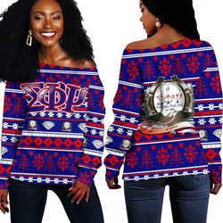 Sigma Phi Psi Letter Christmas Off Shoulder Sweaters, African Women Off Shoulder For Women