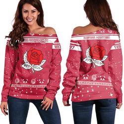 Christmas Style Sorority Alpha Omicron Pi Women Off Shoulder Sweatshirt, African Women Off Shoulder For Women