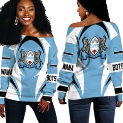 Botswana Action Flag Off Shoulder Sweaters, African Women Off Shoulder For Women