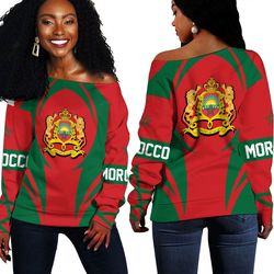 Morocco Action Flag Off Shoulder Sweaters, African Women Off Shoulder For Women