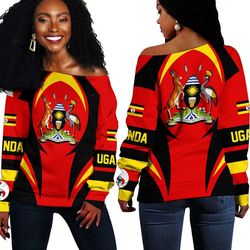 Uganda Action Flag Off Shoulder Sweaters, African Women Off Shoulder For Women