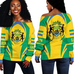 Gabon Action Flag Off Shoulder Sweaters, African Women Off Shoulder For Women