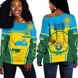 Rwanda Active Flag Off Shoulder Sweater, African Women Off Shoulder For Women