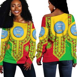 Mali Dashiki Off Shoulder Sweater, African Women Off Shoulder For Women