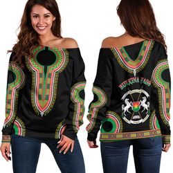 Burkina Faso Dashiki Off Shoulder Sweaters, African Women Off Shoulder For Women
