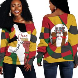 Face Color Juneteenth Off Shoulder Sweaters, African Women Off Shoulder For Women
