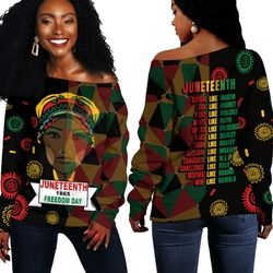 Slogan Juneteenth Off Shoulder Sweaters, African Women Off Shoulder For Women