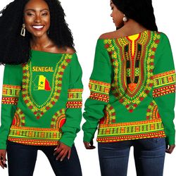 Africa Zone Off Shoulder Sweaters - Senegal Traditional Dashiki, African Women Off Shoulder For Women