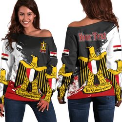 Egypt Black Version Special Women's Off Shoulder SweatShirt, African Women Off Shoulder For Women