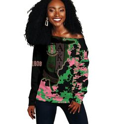 AKA Sorority Camo Off Shoulder - Chad Style 01, African Women Off Shoulder For Women