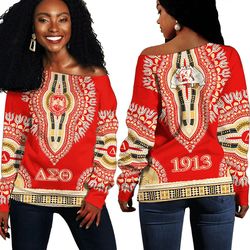 Delta Sigma Theta Dashiki Off Shoulder Sweaters 04, African Women Off Shoulder For Women