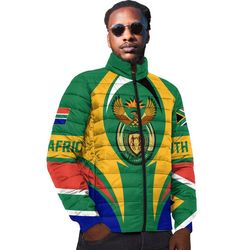 South Africa Action Flag Padded Jacket, African Padded Jacket For Men Women