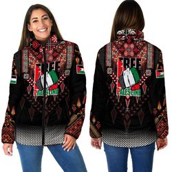 Free Palestine Women Padded Jacket 01, African Padded Jacket For Men Women