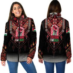 Freedom For Gaza Women Padded Jacket, African Padded Jacket For Men Women