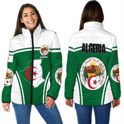 Algeria Active Flag Women Padded Jacket, African Padded Jacket For Men Women