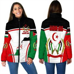 Sahrawi Arab Active Flag Women Padded Jacket, African Padded Jacket For Men Women
