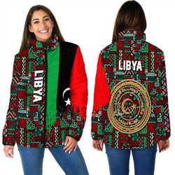 Lybya Women's Padded Jacket Kente Pattern, African Padded Jacket For Men Women