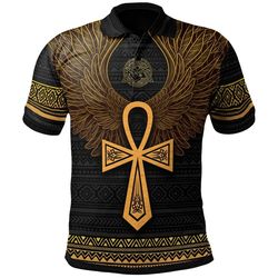 Africa Ancient Egypt Ankh & Horuwing Dropi Polo Shirt, African Polo Shirt For Men Women