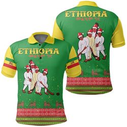 Ethiopia Christmas Genna Polo Shirt - Snow Style, African Polo Shirt For Men Women