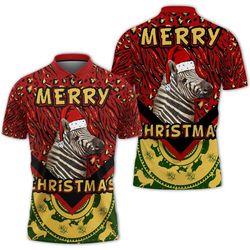 Christmas Zebra Women Polo Shirt, African Polo Shirt For Men Women