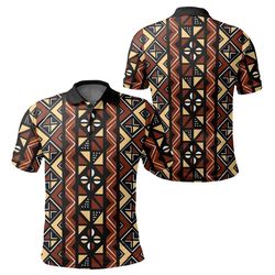 Coffee Bogolan Polo Shirt, African Polo Shirt For Men Women
