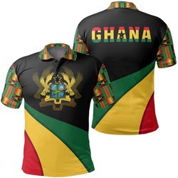 Ghana Flag Kente Polo Shirt - Bend Style, African Polo Shirt For Men Women