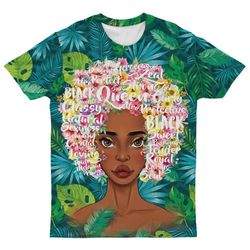 Black Girl Floral T-shirt, African T-shirt For Men Women
