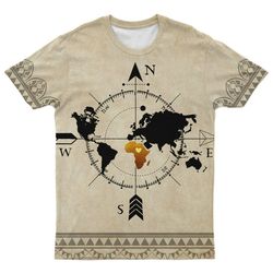 Compass With Africa Map T-shirt 01, African T-shirt For Men Women