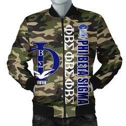Phi Beta Sigma Camouflage Style Bomber Jacket, African Bomber Jacket For Men Women