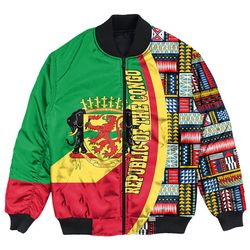 Republic of the Congo Flag and Kente Pattern Special Bomber Jacket, African Bomber Jacket For Men Women