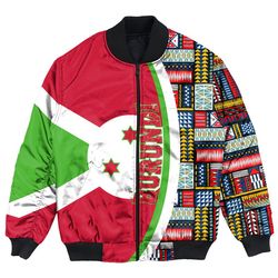 Burundi Flag and Kente Pattern Special Bomber Jacket, African Bomber Jacket For Men Women