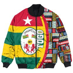 Togo Flag and Kente Pattern Special Bomber Jacket, African Bomber Jacket For Men Women