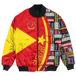 Tigray Flag and Kente Pattern Special Bomber Jacket, African Bomber Jacket For Men Women