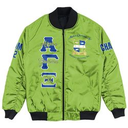 Custom Alpha Gamma Xi (Green) Bomber Jackets, African Bomber Jacket For Men Women