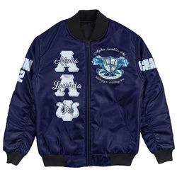 Custom Alpha Lambda Psi (Blue) Bomber Jackets, African Bomber Jacket For Men Women