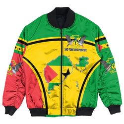 Sao Tome and Principe Active Flag Bomber Jacket, African Bomber Jacket For Men Women