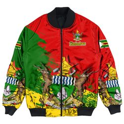 Zimbabwe Red Version Special Bomber Jacket, African Bomber Jacket For Men Women