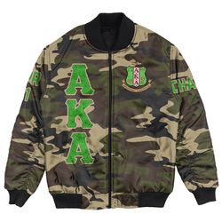 Custom AKA Sorority Camouflage Bomber Jackets, African Bomber Jacket For Men Women