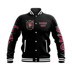 Gamma Delta Iota Fraternity Black Baseball Jacket, African Baseball Jacket For Men Women