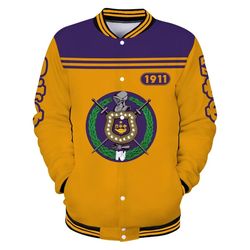 Omega Psi Phi Yellow Thunder 1911 Baseball Jacket, African Baseball Jacket For Men Women