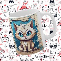 Cat mug kitten gift mug Cat Lovers gift Kitten Cute Mug Gift Idea coffee lover gift idea Pop Art design mug pet lover gi