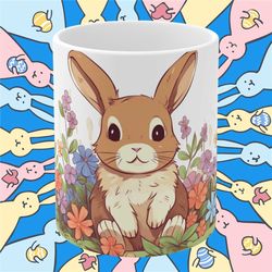 Rabbit mug Rabbit gift idea hare mug Watership down style gift watercolor Rabbit wall art gift idea bunny mug bunny gift