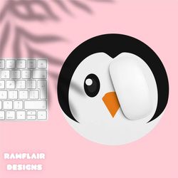 Penguin Mouse Pad, Cute Round Mousepad, Meme Desk Decor, Funny Gaming Mouse Pad, Club Penguin
