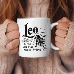 Leo Coffee Mug, Zodiac Birthday Gift for Her, Horoscope Ceramic Mug