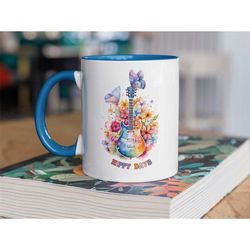Guitar Lover's Mug Floral Guitar Coffee Mug Gift For Nature Lovers And Music Lovers Musicians' Mug Birthday Gift For Her