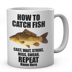 How To Catch Fish Personalised Mug Novelty Mirror Carp Coffee Tea Ceramic Mug Present Fishing Gift Idea Secret Santa