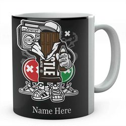 Chocolate Bar - Square Cartoon Funny Personalised Ceramic Tea / Coffee Mug, Ideal Confectionary Gift