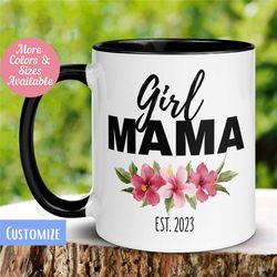 Girl Mama Mug, Flower Name Mug, Custom Name Mug, Custom Coffee Mug, Personalized Mug, Flower Mug, Floral Tea Cup, Gift f